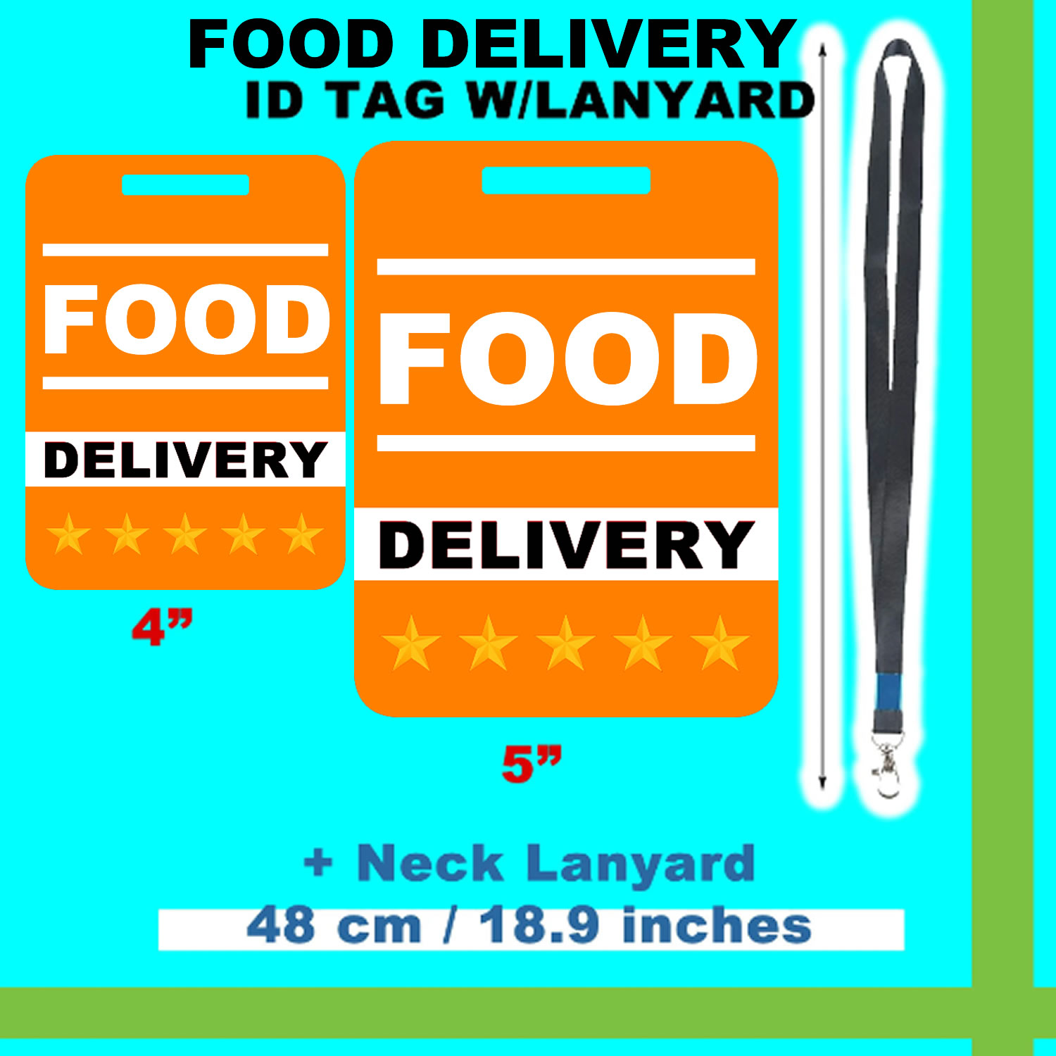 Food Delivery Mylar Sign with Lanyard 