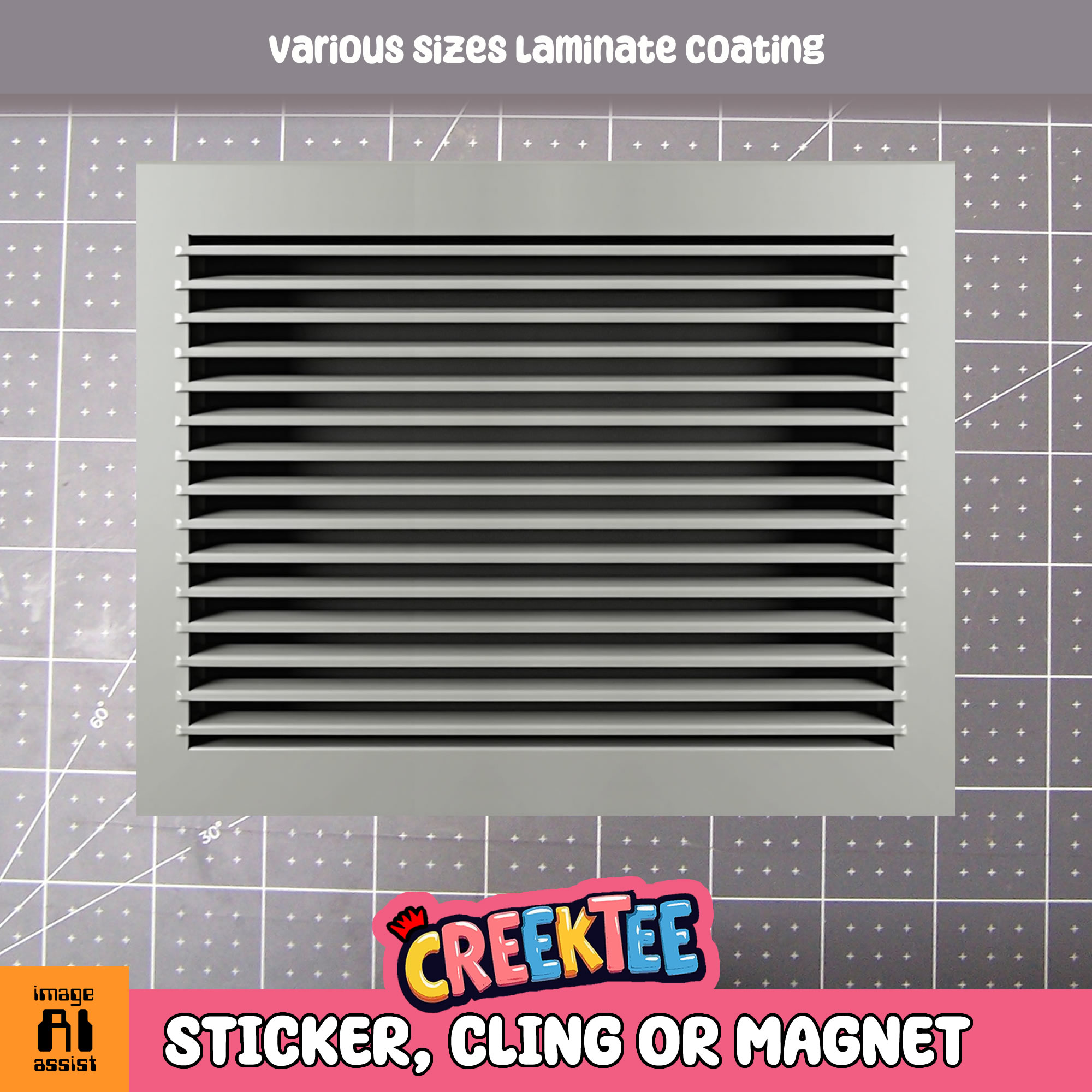Vent Cover Print Sticker  Window Cling or Magnet with Laminate Coating in Various Sizes