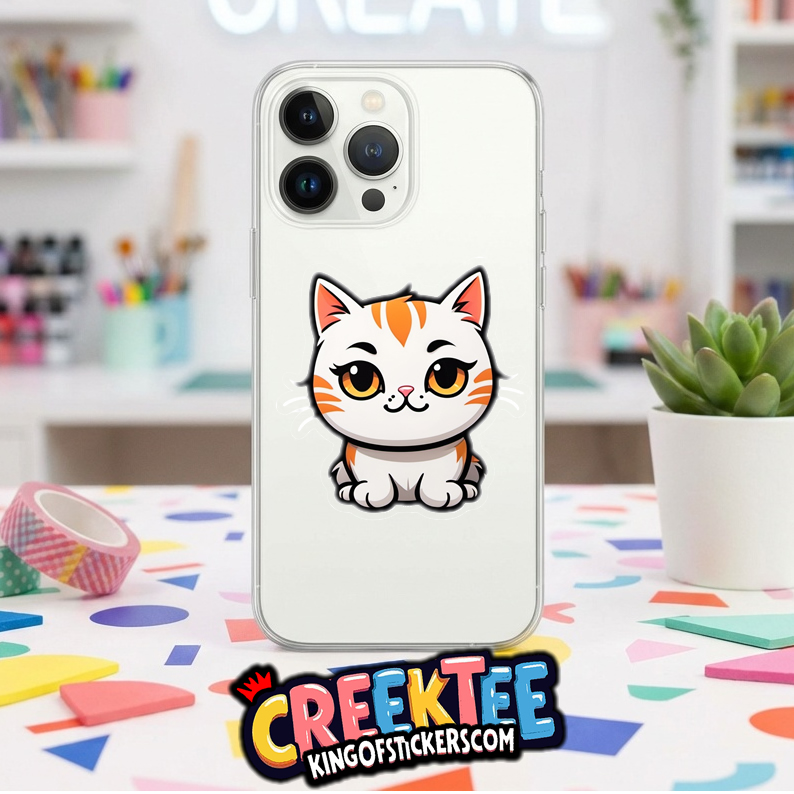 Cute Cat Vinyl Sticker  Window Cling or Magnet with Laminate Coating in Various Sizes