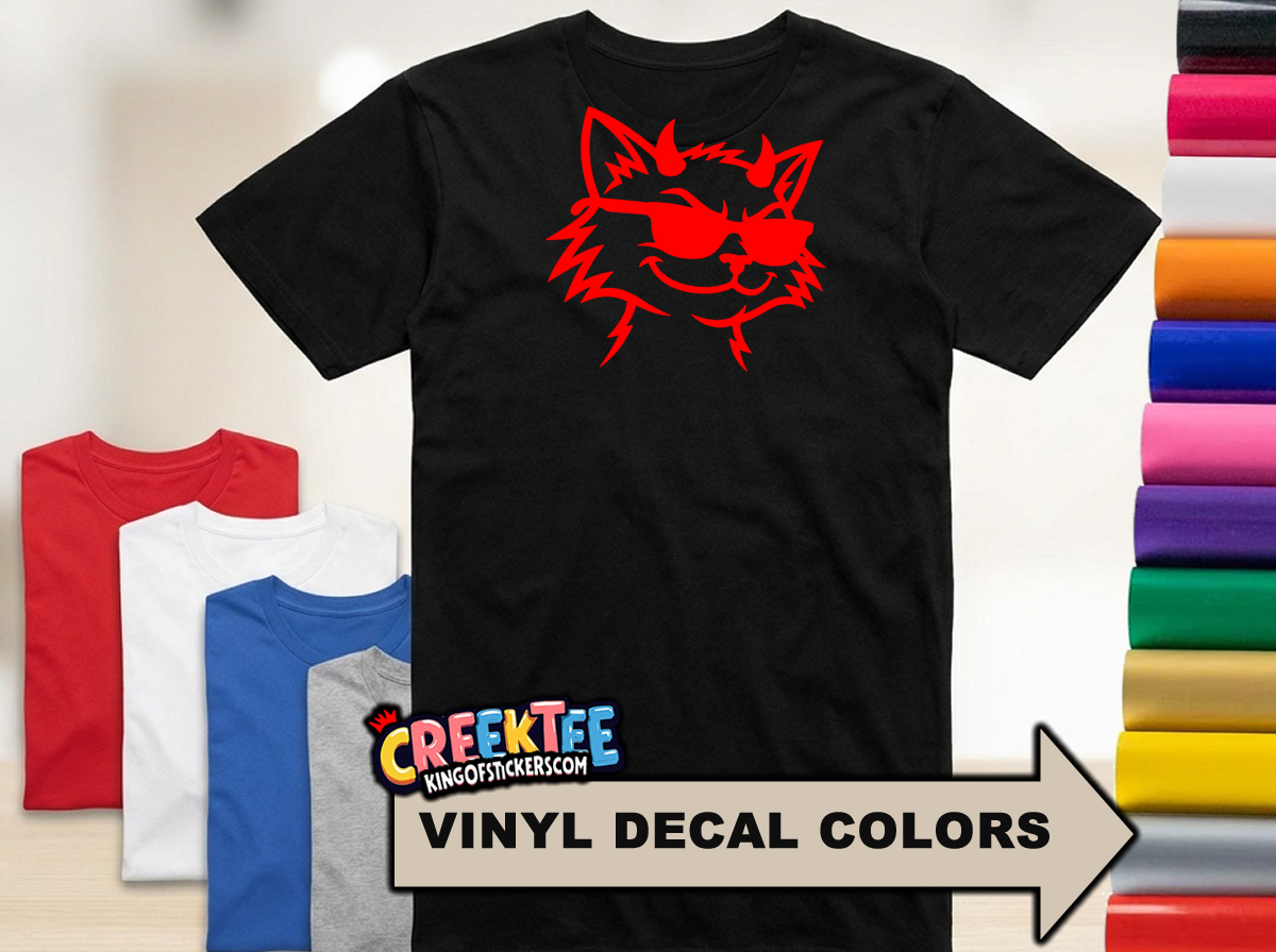 Cool Evil Cat HTV Vinyl Tees  - Custom Bumper Sticker, Vinyl Sticker, or Magnet