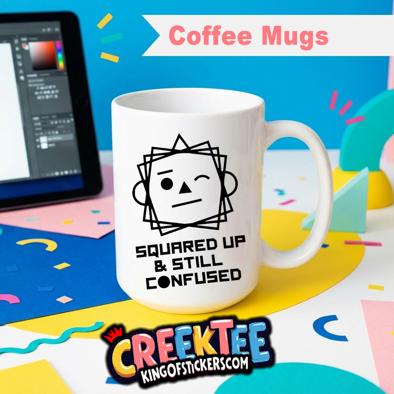 Squared Up Still Confused Geometric Fun Coffee Mug In Your Custom Print Color