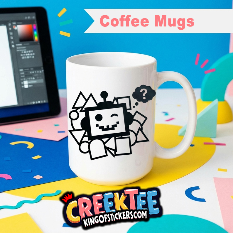 AI Geometric Fun Coffee Mug In Your Custom Print Color