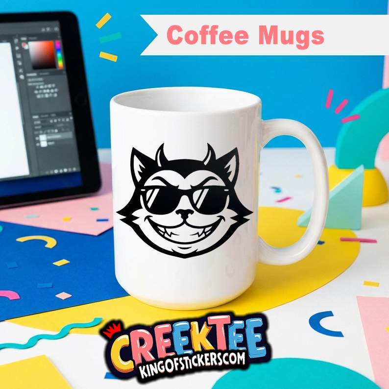Evil Cool Cat Fun Coffee Mug In Your Custom Print Color