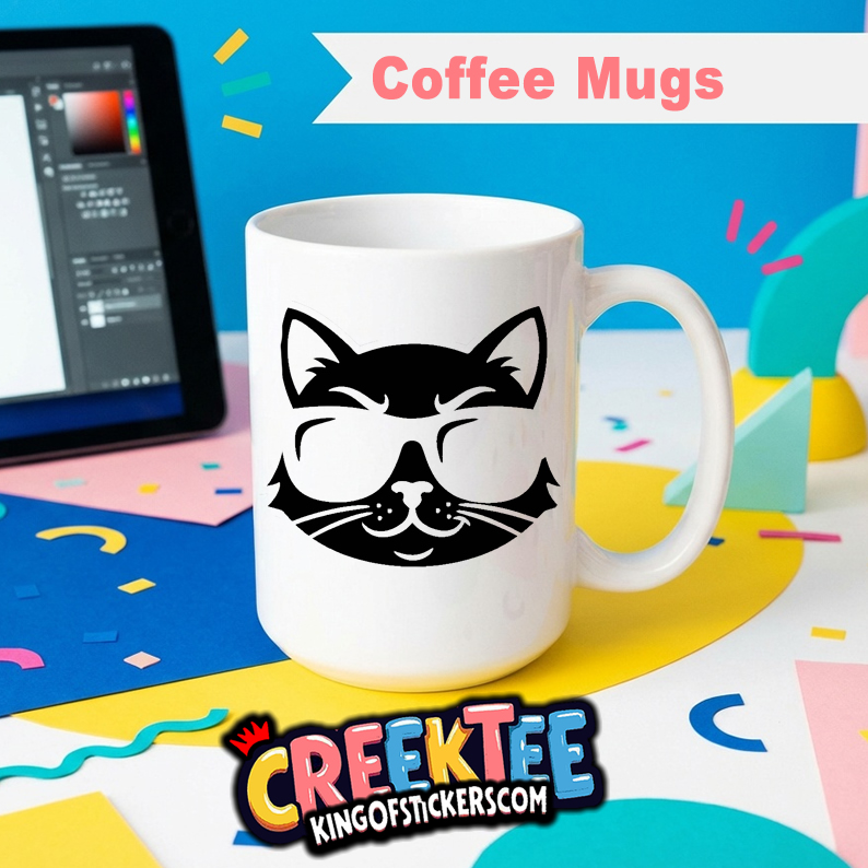Cool Cat Coffee Mug In Your Custom Print Color