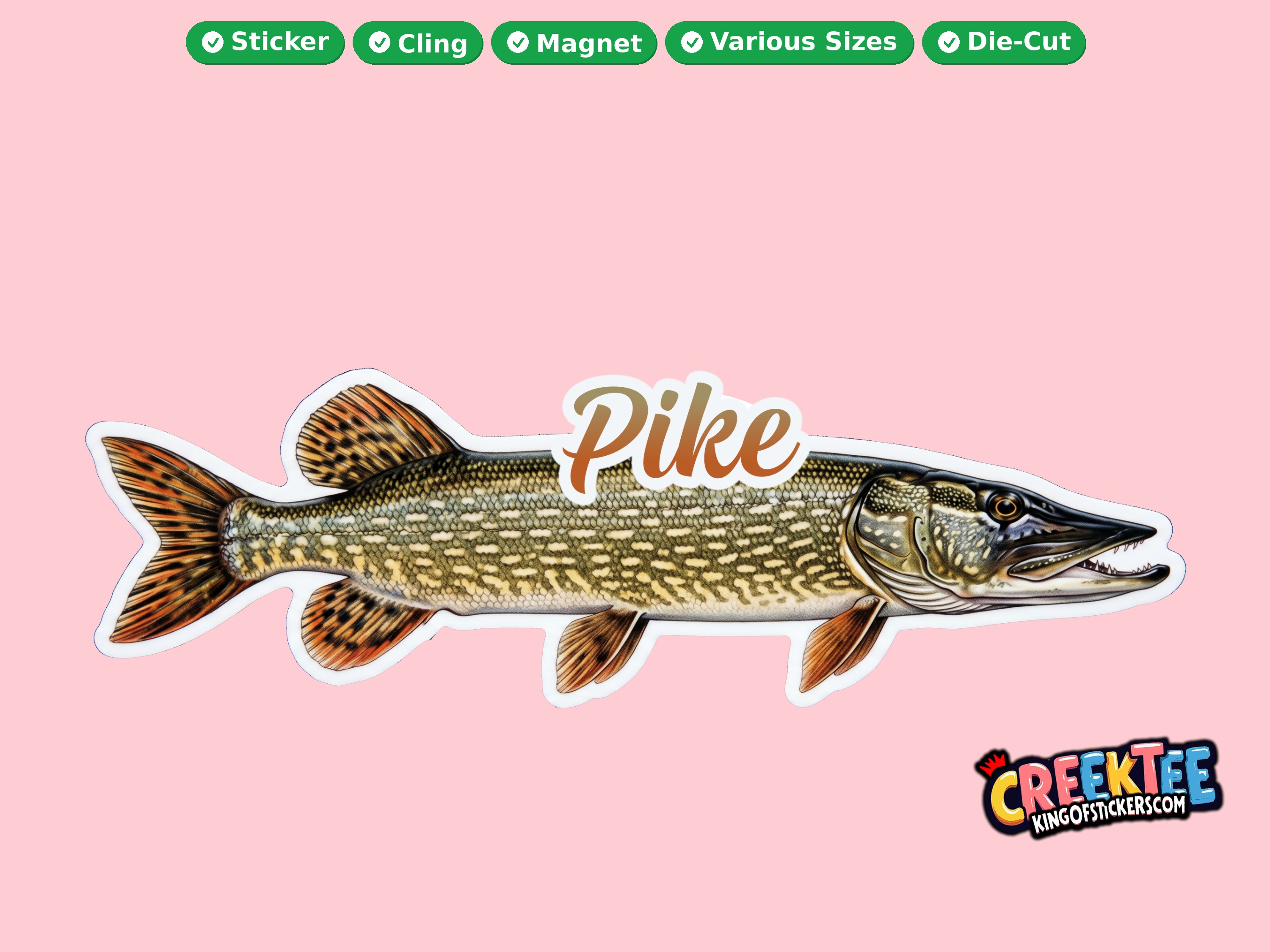 Fish Vinyl Bumper Sticker  Window Cling or Magnet in UV Laminate Coating and Various Sizes
