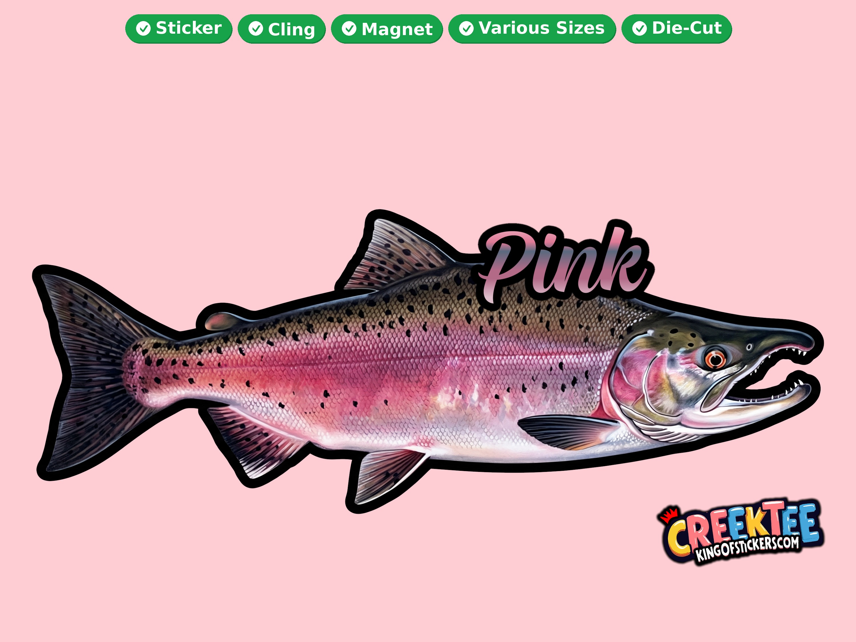Fish Vinyl Bumper Sticker  Window Cling or Magnet in UV Laminate Coating and Various Sizes