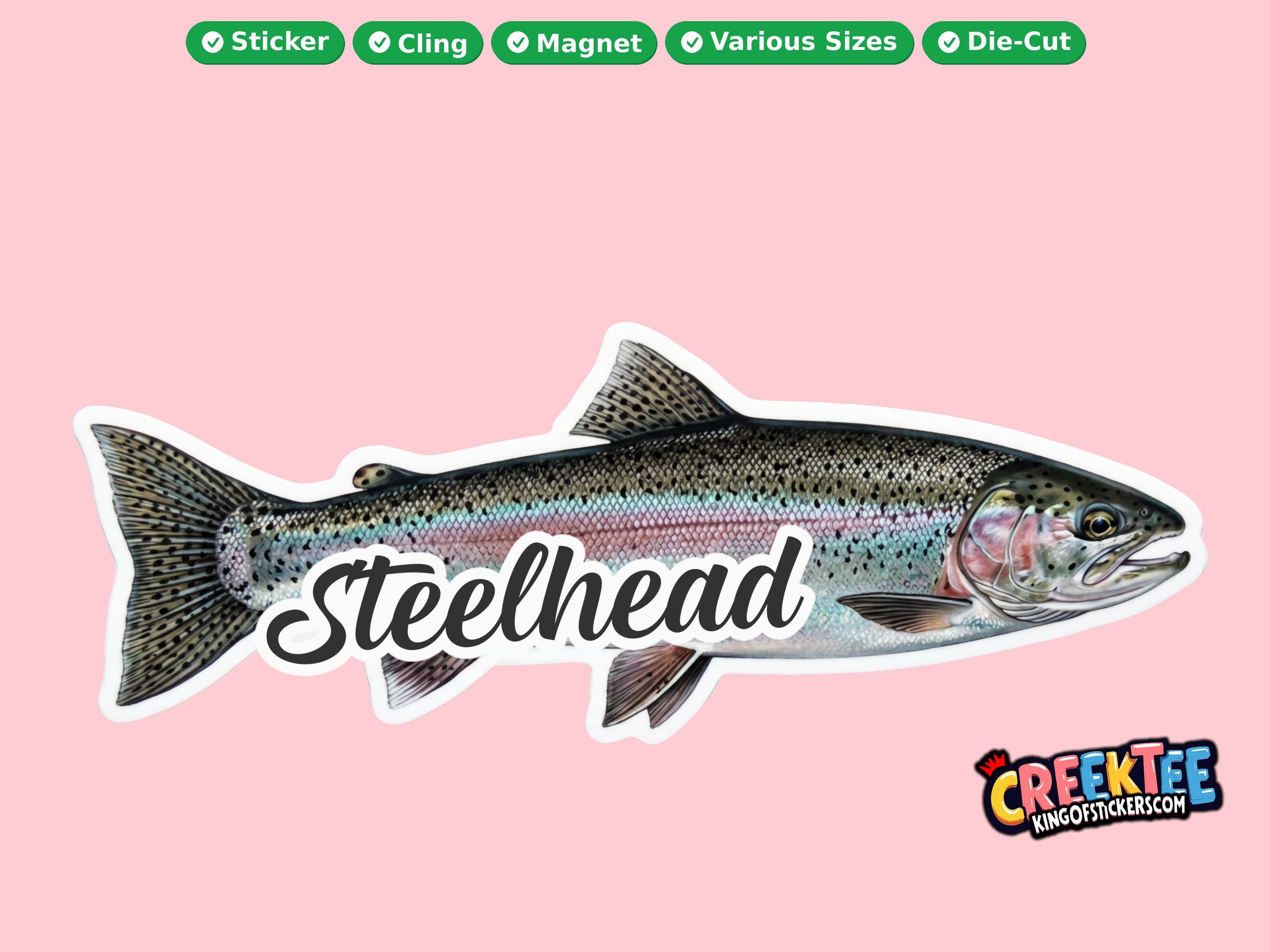 Fish Vinyl Bumper Sticker  Window Cling or Magnet in UV Laminate Coating and Various Sizes