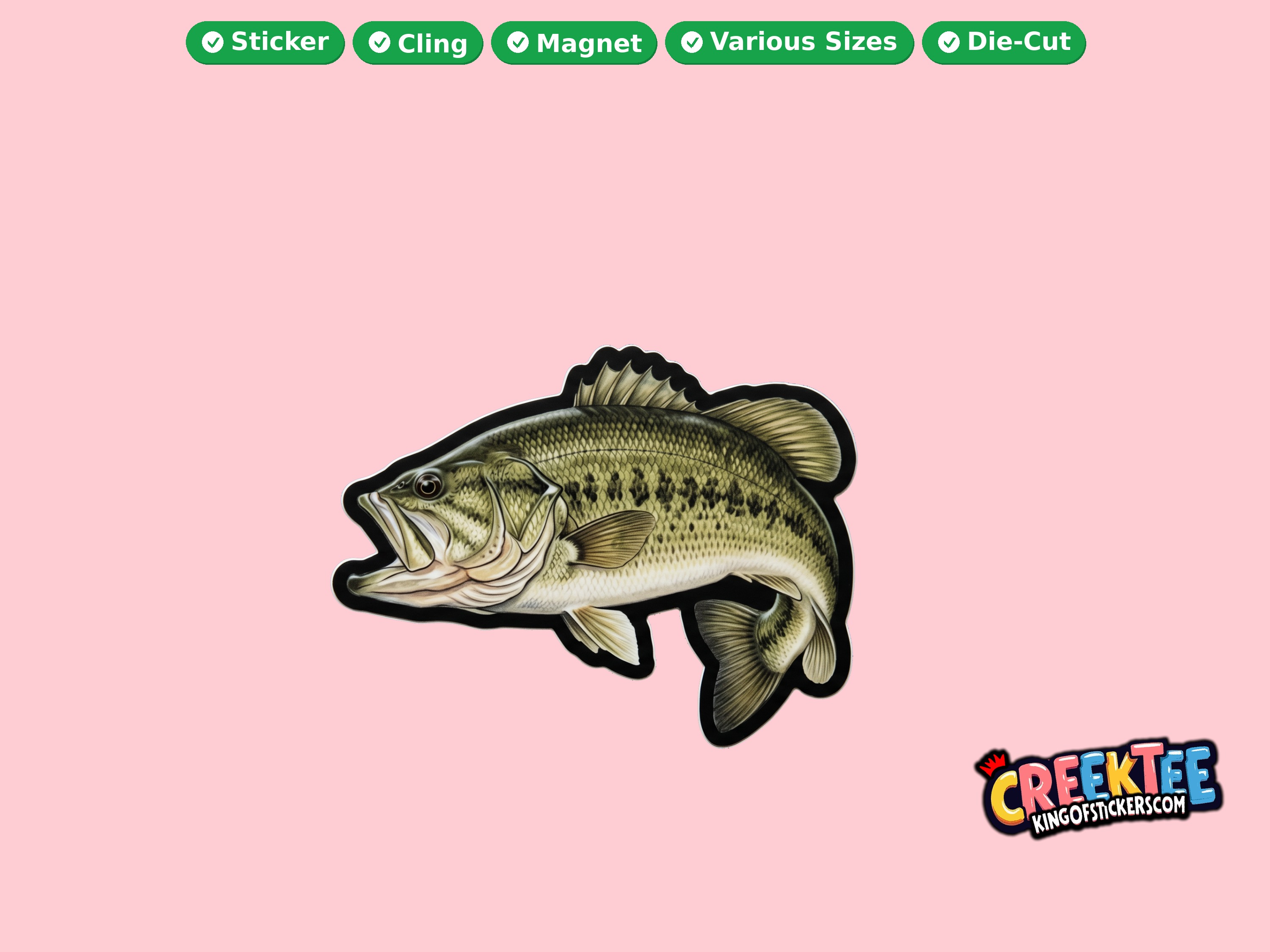 Fish Vinyl Bumper Sticker  Window Cling or Magnet in UV Laminate Coating and Various Sizes