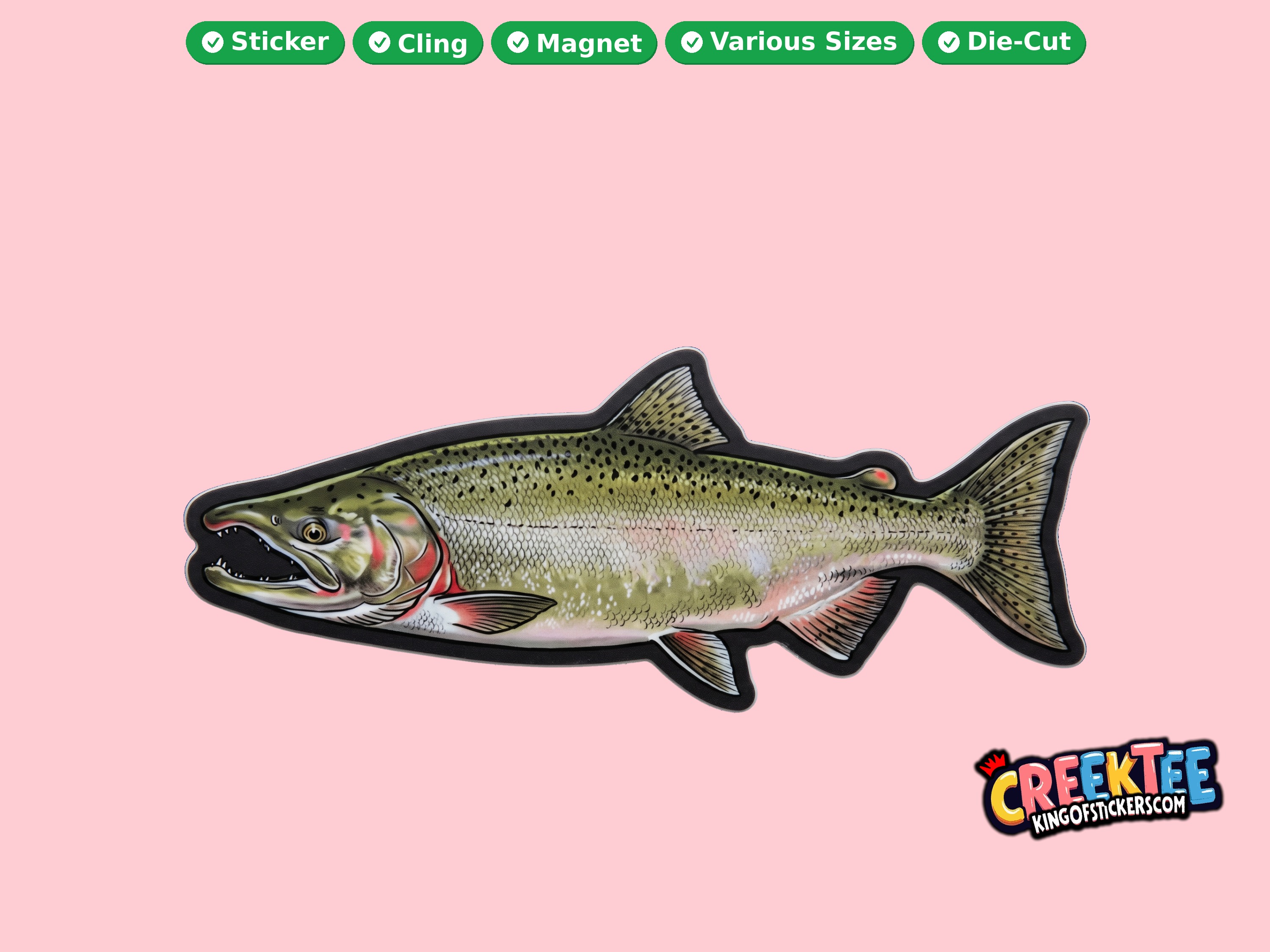 Fish Vinyl Bumper Sticker  Window Cling or Magnet in UV Laminate Coating and Various Sizes