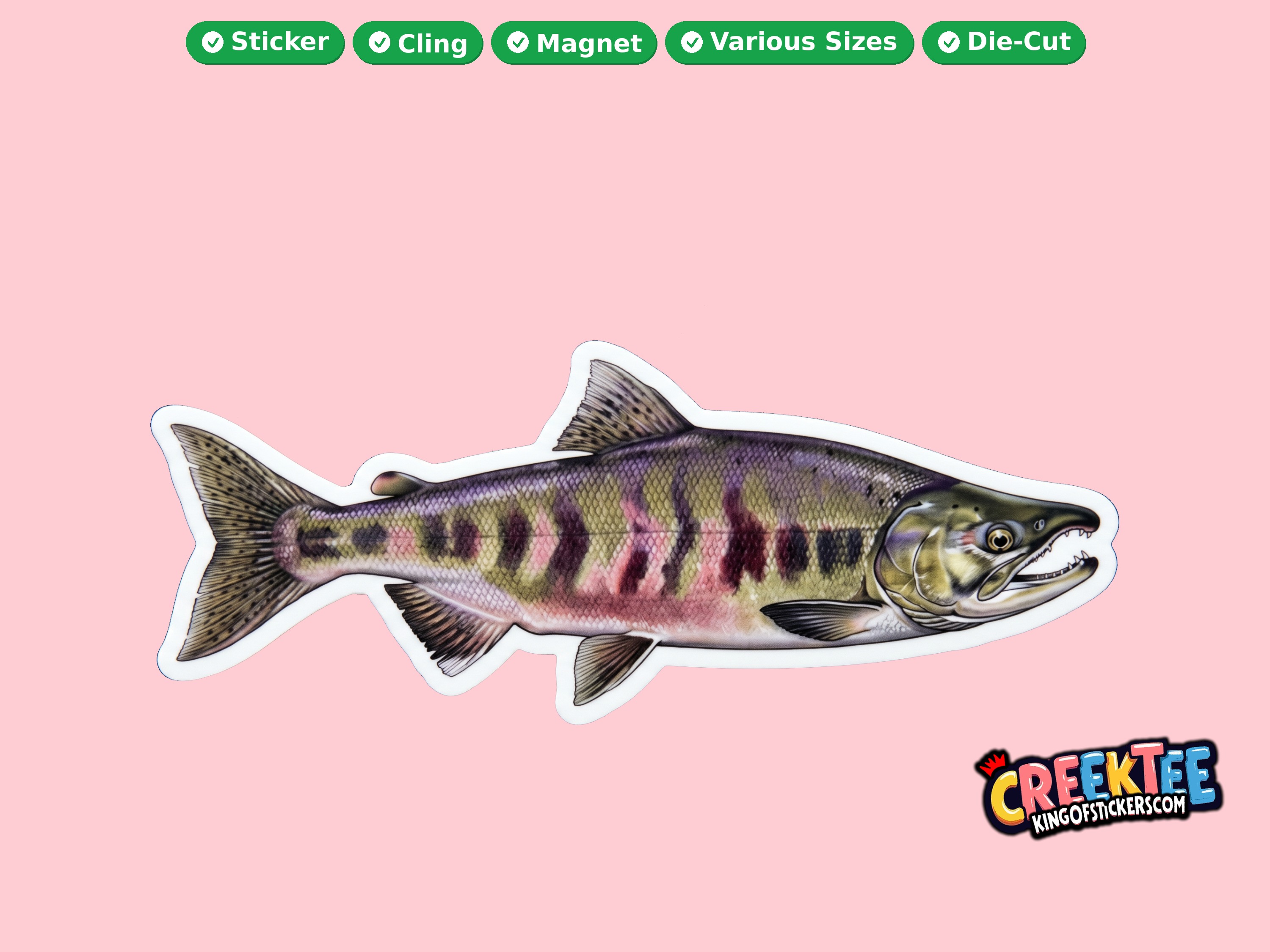 Fish Vinyl Bumper Sticker  Window Cling or Magnet in UV Laminate Coating and Various Sizes
