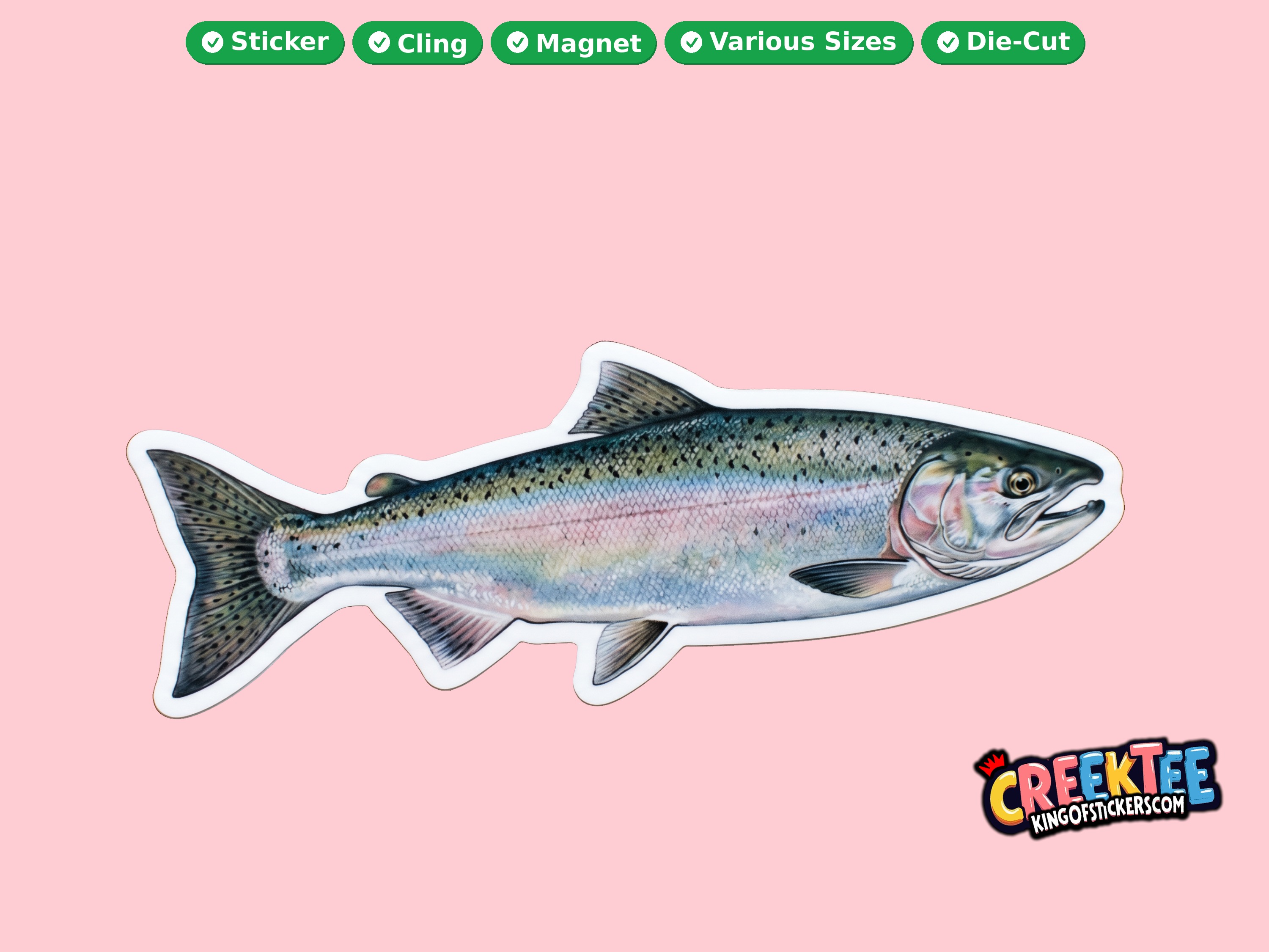 Fish Vinyl Bumper Sticker  Window Cling or Magnet in UV Laminate Coating and Various Sizes