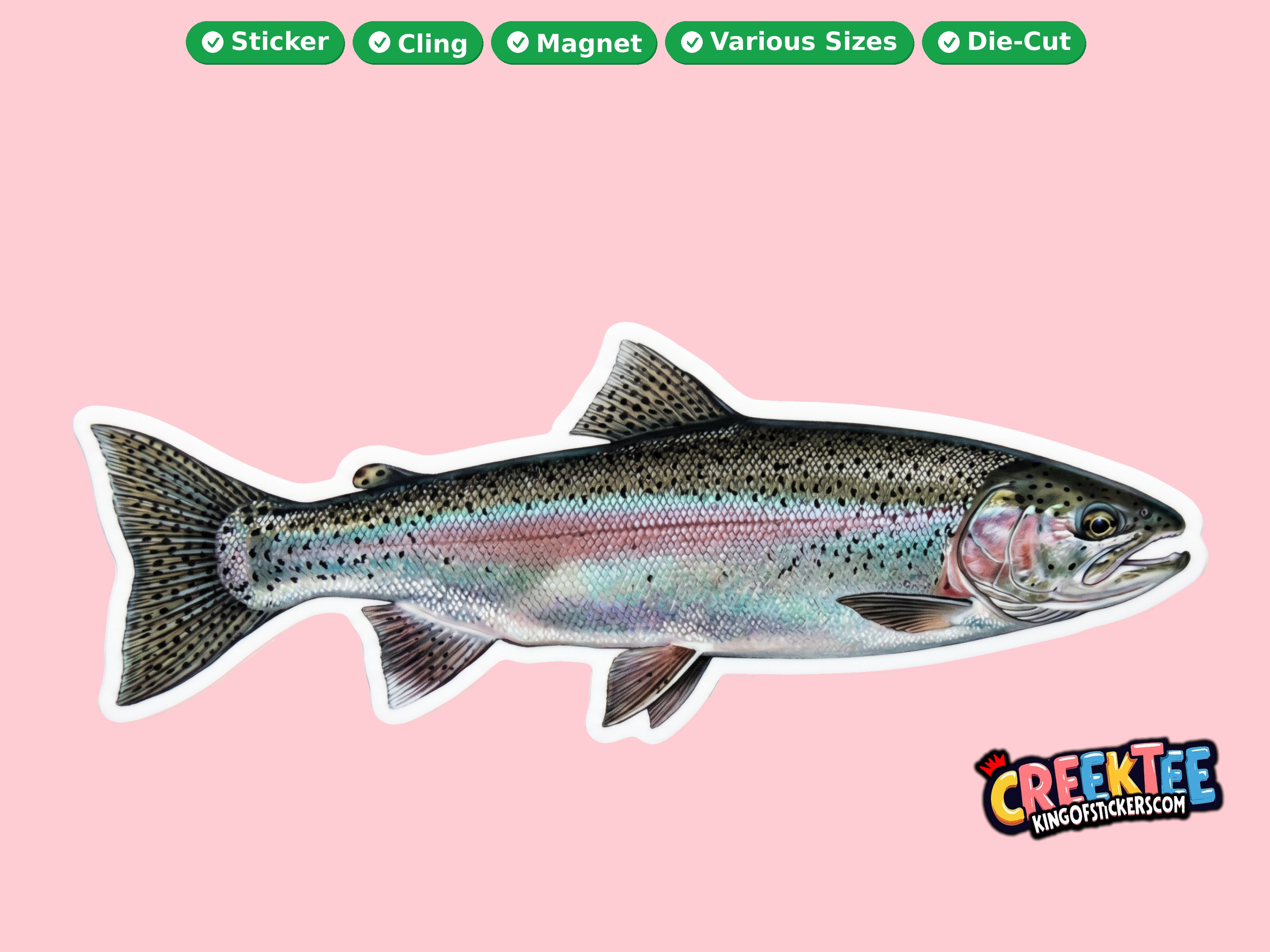 Fish Vinyl Bumper Sticker  Window Cling or Magnet in UV Laminate Coating and Various Sizes