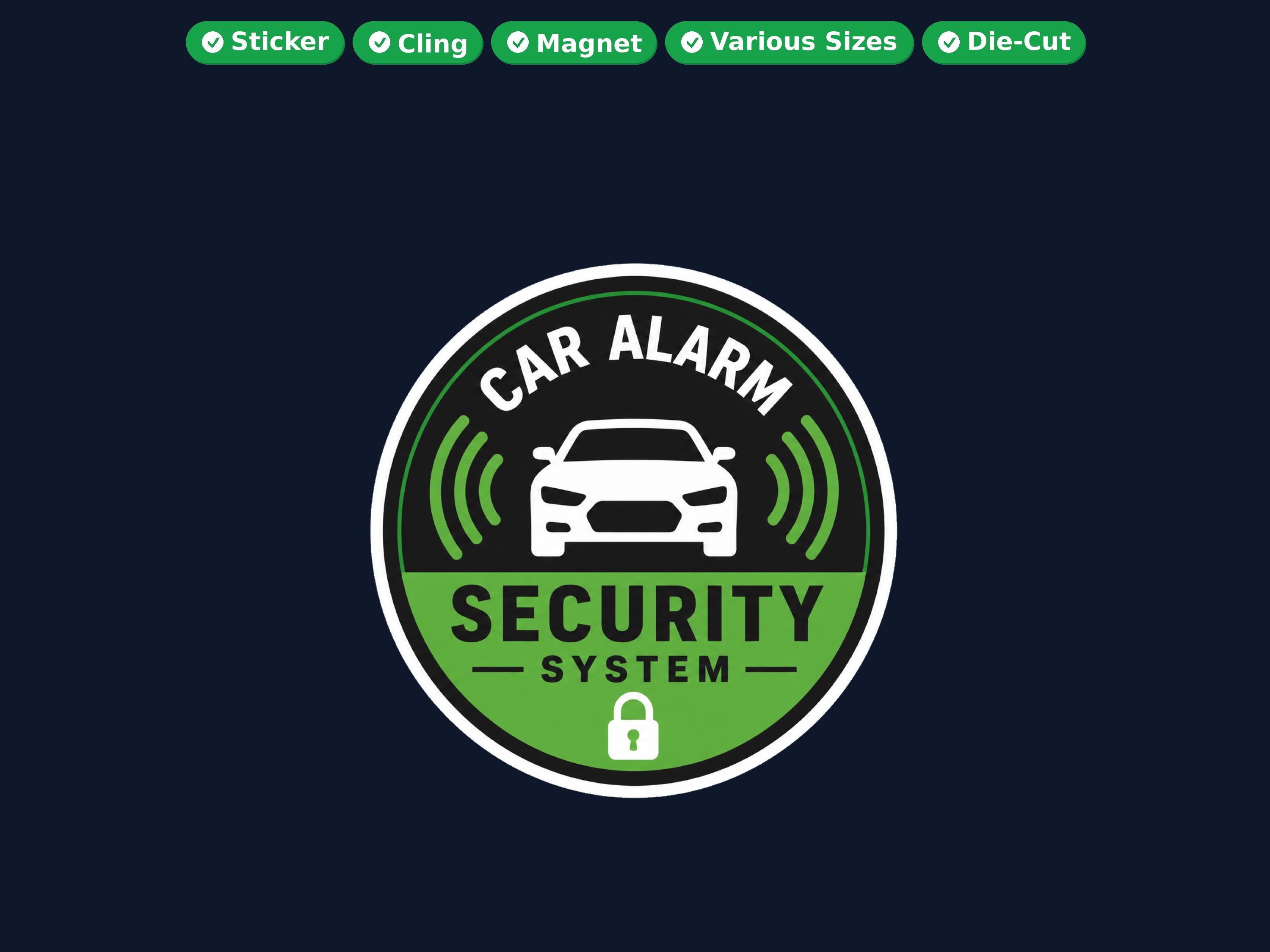 Security System Die Cut Vinyl Sticker Window Cling or Magnet with Laminate Coating in Various Sizes