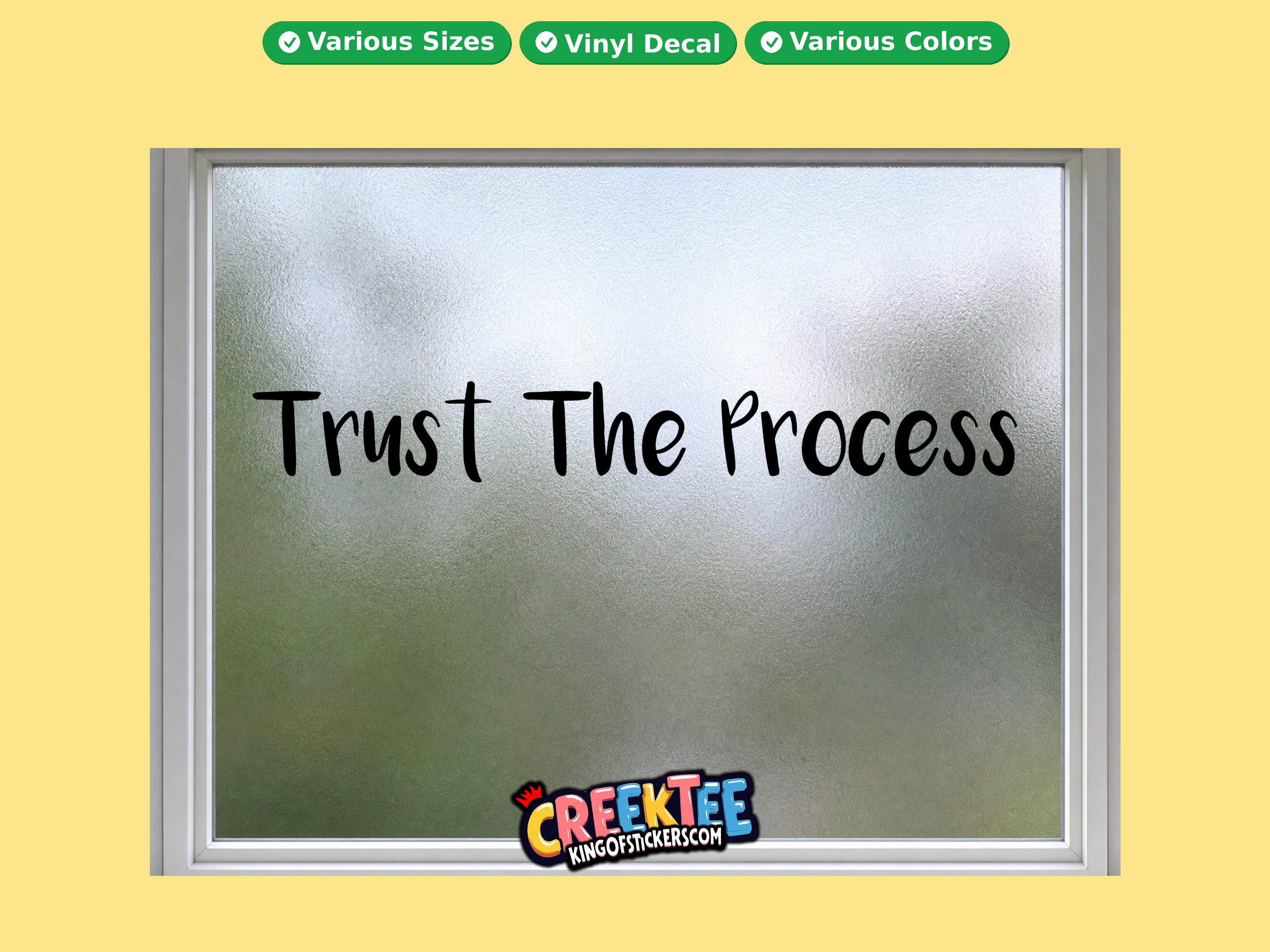 Trust the process Vinyl Decal In Various Colors  Chrome Colors and Various Sizes