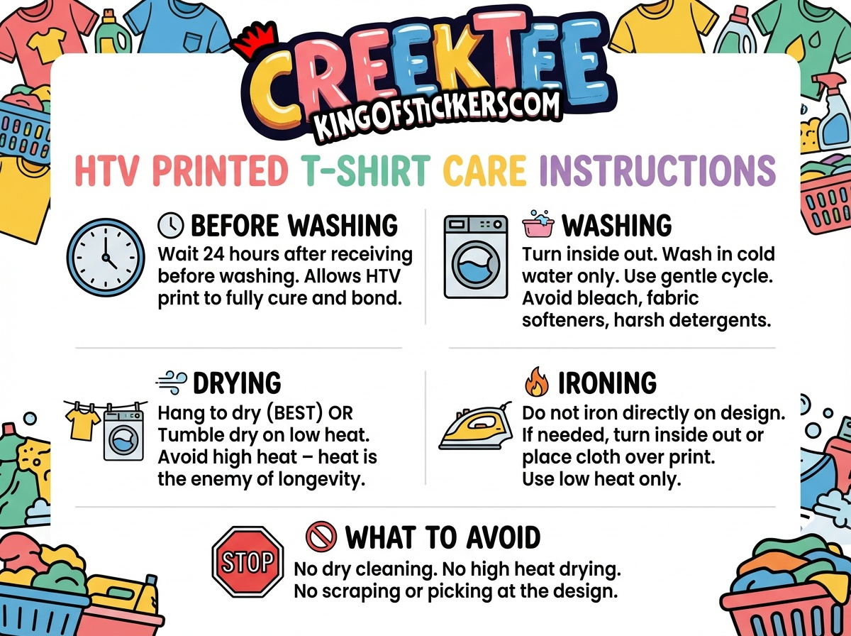 HTV Print T-Shirt Care Instructions