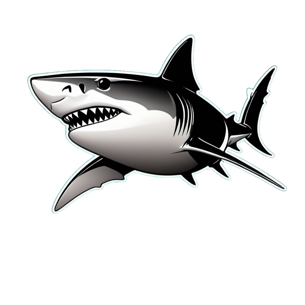 Shark Vinyl Bumper Sticker Window Cling or Bumper Sticker Magnet in UV Laminate Coating